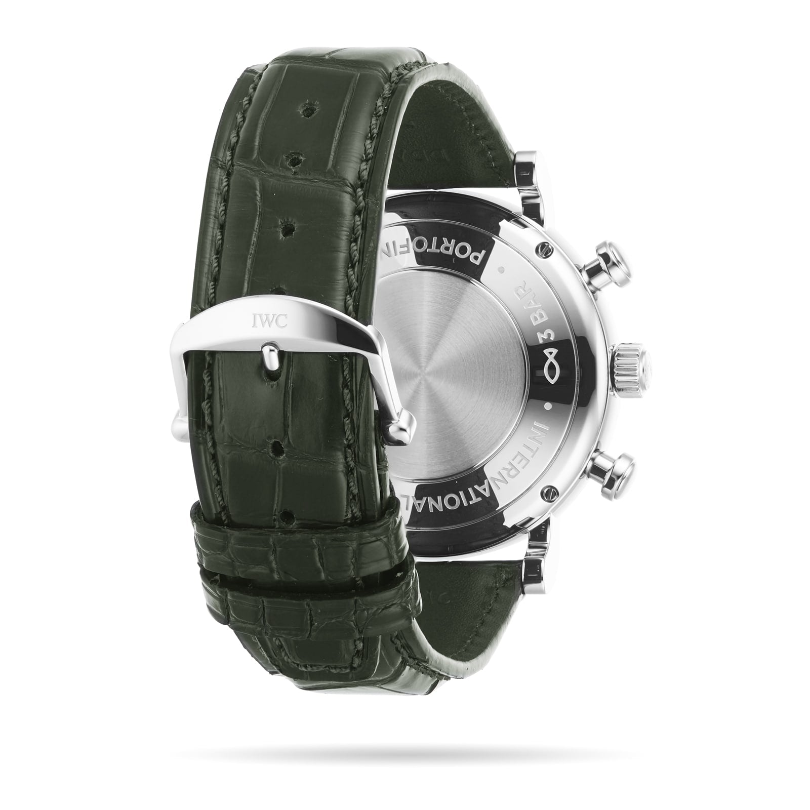 Portofino Chronograph Green Dial Leather Strap Men's Watch