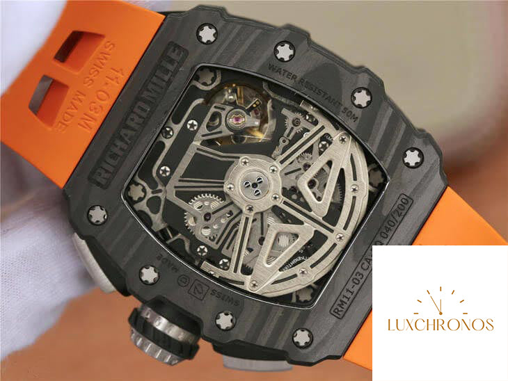 Richard Mille RM11-03 1:1 Best Edition KV Factory Carbon Fiber Orange Strap
