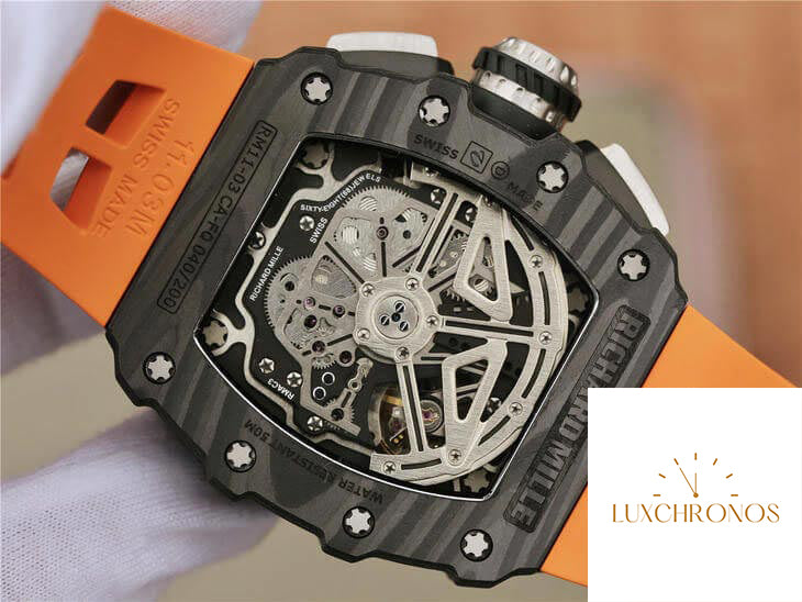 Richard Mille RM11-03 1:1 Best Edition KV Factory Carbon Fiber Orange Strap