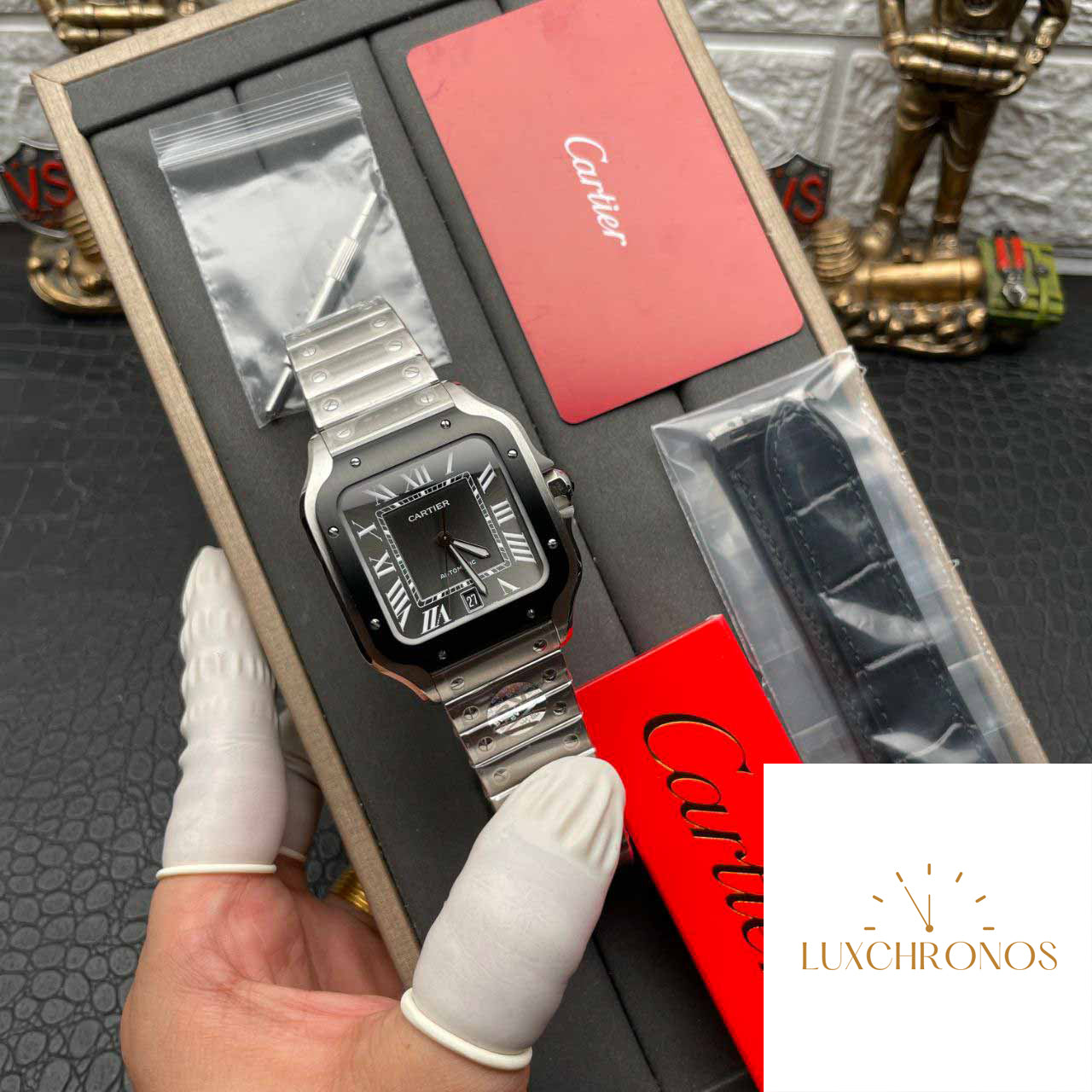 Cartier Santos WSSA0037 1:1 Best Edition BV Factory Included Leather Strap