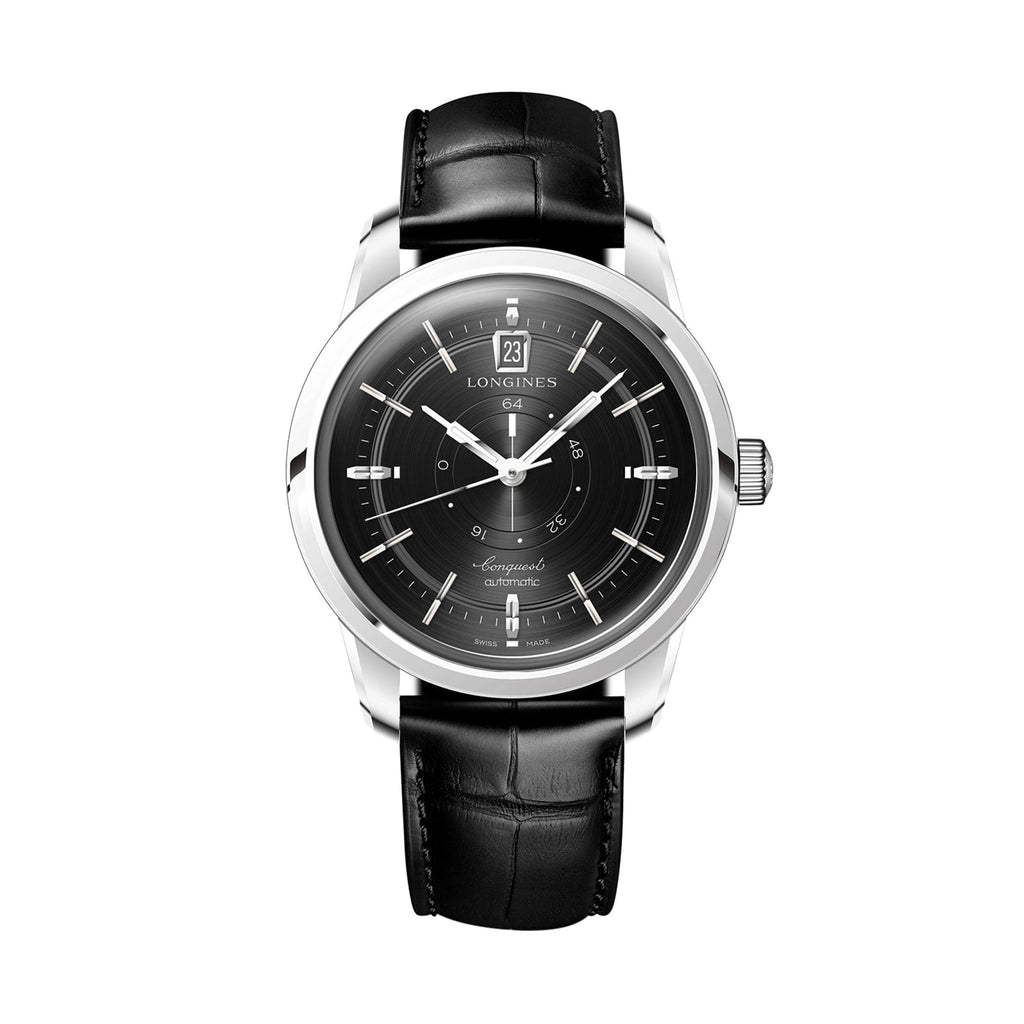 Conquest Heritage Central Power Reserve 38mm Mens Watch Black