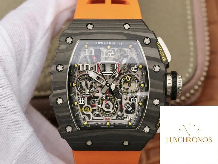 Richard Mille RM11-03 1:1 Best Edition KV Factory Carbon Fiber Orange Strap