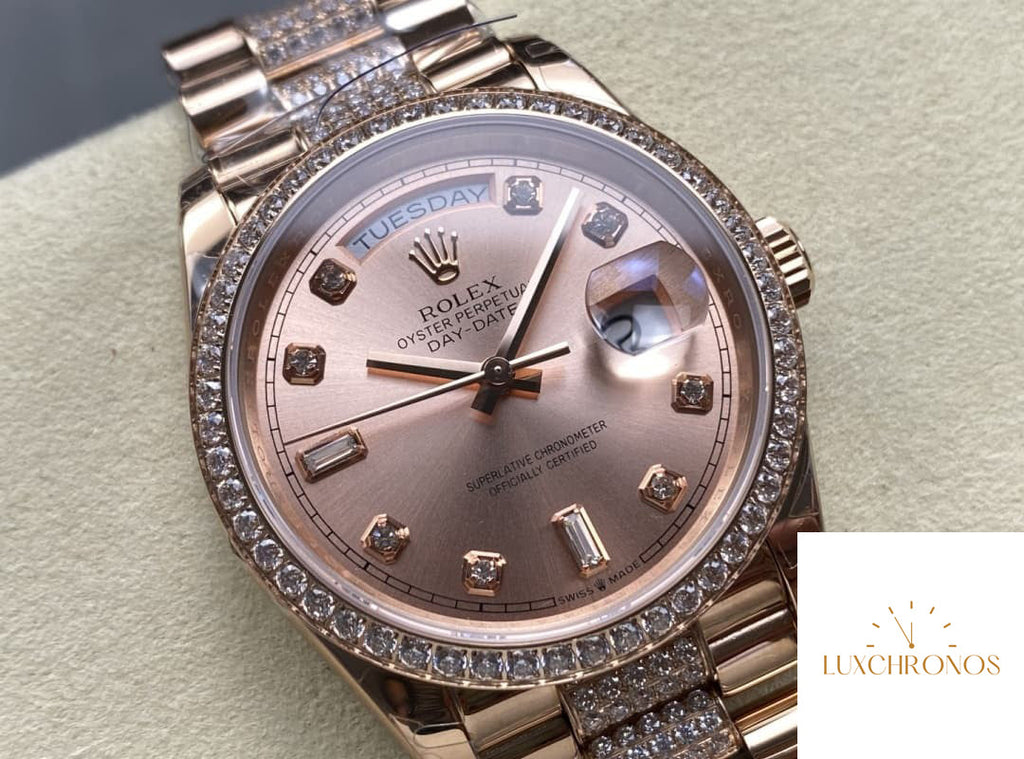 Replica Rolex DayDate m128345rbr-0020 1:1 Best Edition 8+ Factory Rose Gold