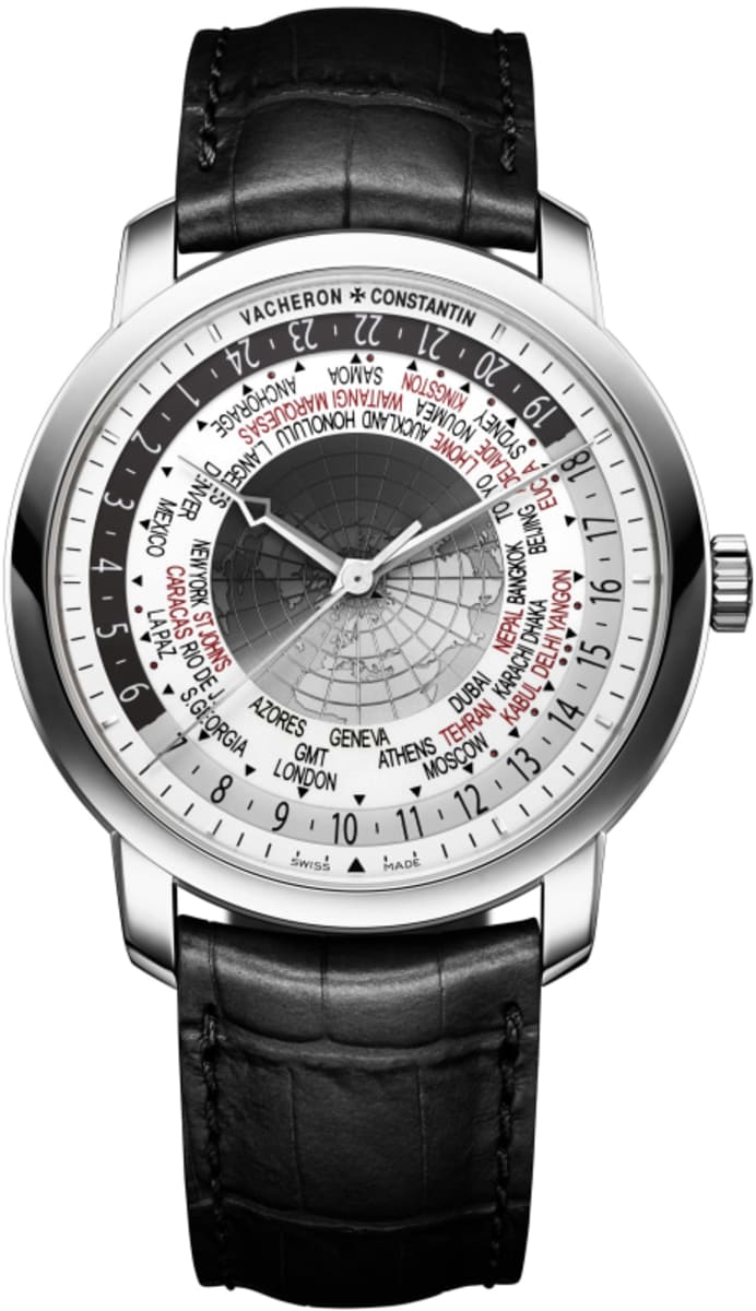 Traditionnelle World Time Silver Dial Leather Strap Men's Watch 86060000G-8982