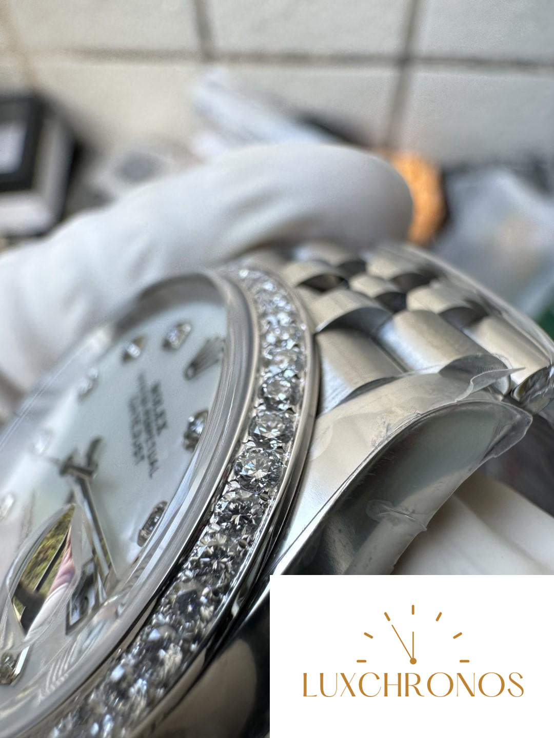 Clean Factory Datejust 36mm M126284RBR-0011 MOP Dial with Diamond Hour Markers Diamonds set Bezel 3235 Caliber Jubilee Bracelet