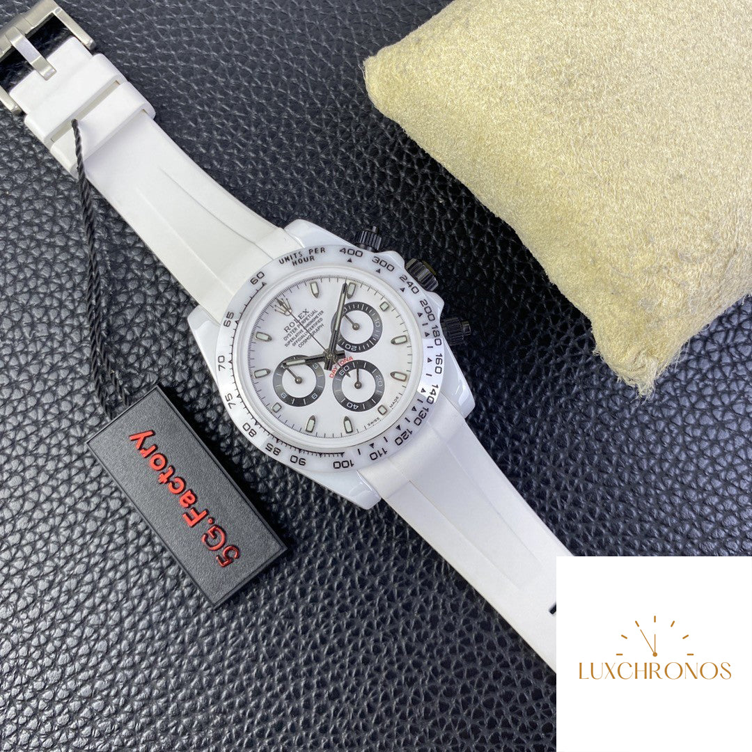 Rolex Daytona White Ceramic Rubber Strap Series