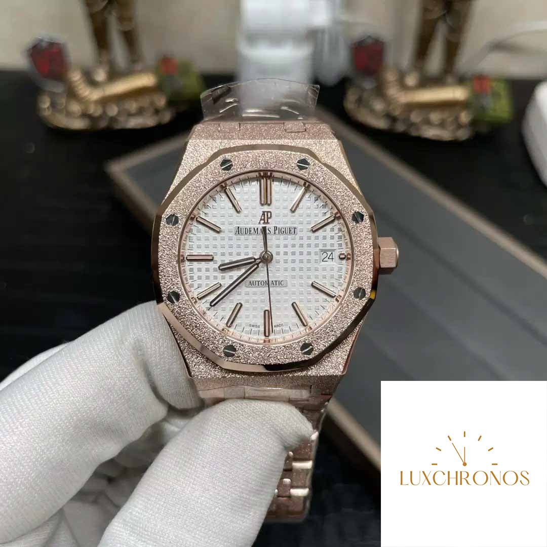 Audemars Piguet 15454OR.GG.1259OR.01 Frost Gold 1:1 best edition Super Master White dial Rose gold