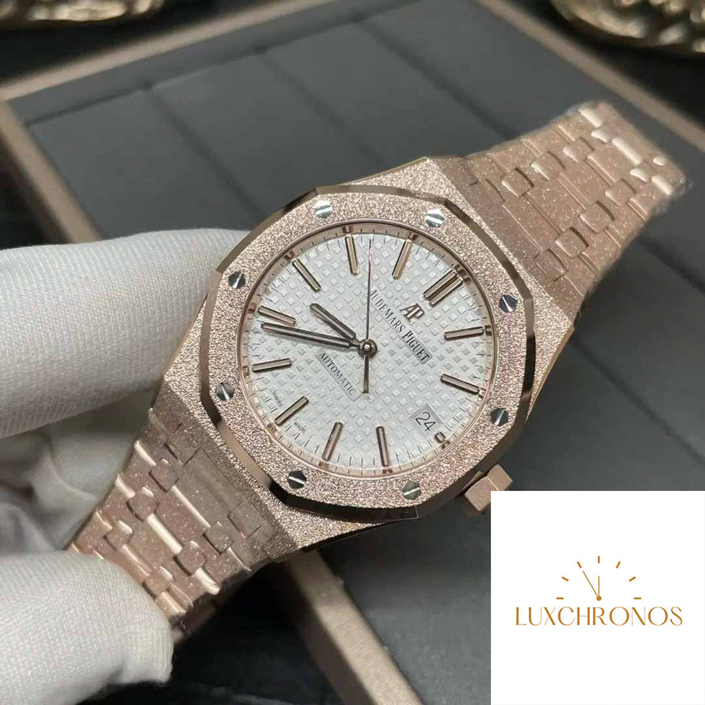 Audemars Piguet 15454OR.GG.1259OR.01 Frost Gold 1:1 best edition Super Master White dial Rose gold