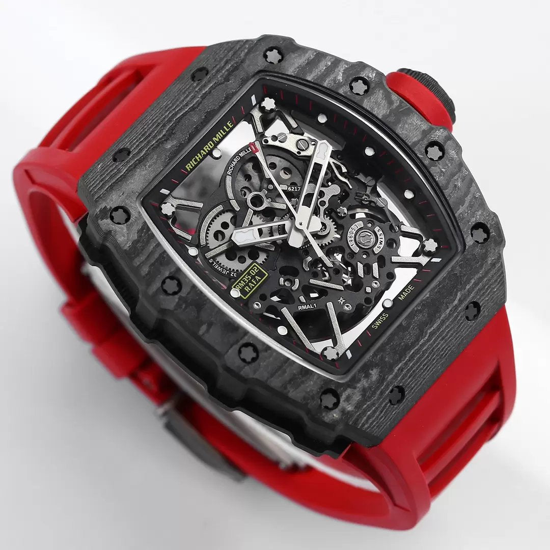 Richard Mille RM035-02 1:1 Best Edition BBR Factory NTPT Carbon Case Red Strap