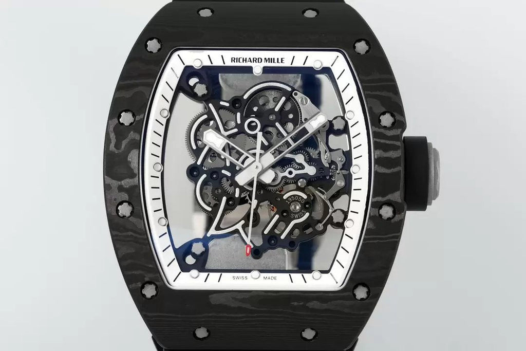 RICHARD MILLE RM055 ZF 2024 1:1 Best Edition Carbon Fiber Case White Dial